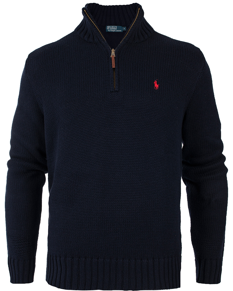 Heren | Truien | Polo Ralph Lauren | Half Zip Cotton Sweater Hunter Navy