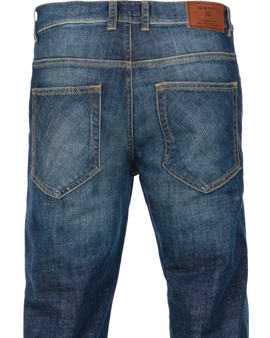 Heren | Jeans | GANT | Knight Stretch Jean Tyler Fit Mid Blue Worn in