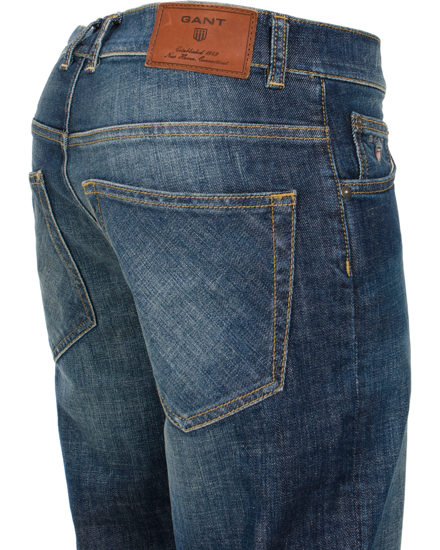 Heren | Jeans | GANT | Knight Stretch Jean Tyler Fit Mid Blue Worn in