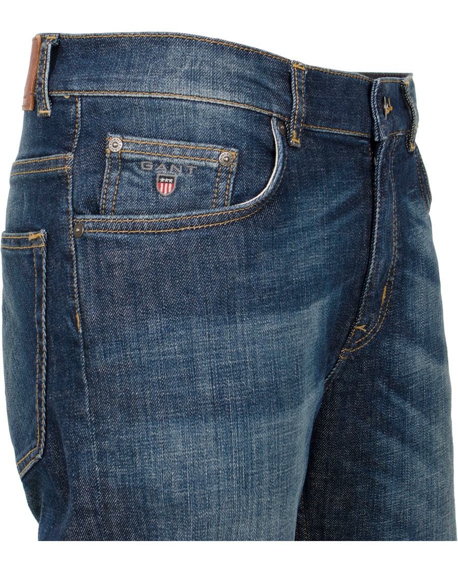 Heren | Jeans | GANT | Knight Stretch Jean Tyler Fit Mid Blue Worn in