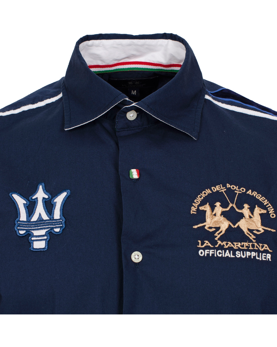 Heren | Overhemden | La Martina | Maserati Poplin Stretch Shirt Navy