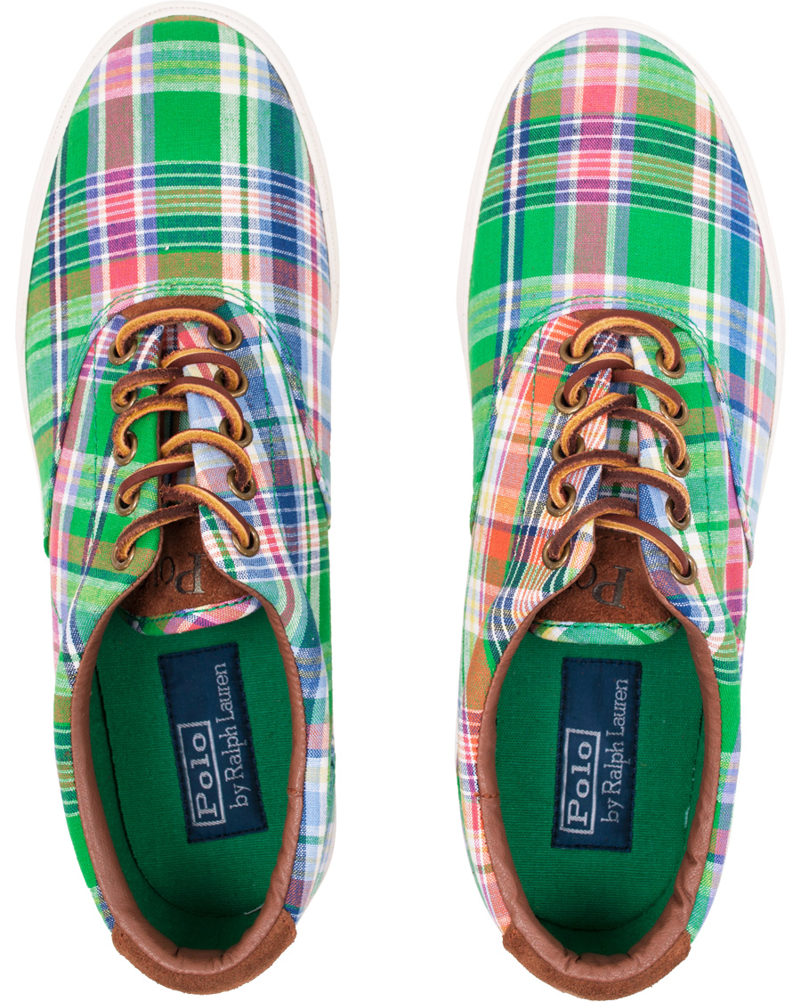 Heren | Polo Ralph Lauren Vaughn-NE Madras Suede Sneaker Multi Navy | Polo Ralph Lauren | Vaughn-NE Madras Suede Sneaker Multi Navy