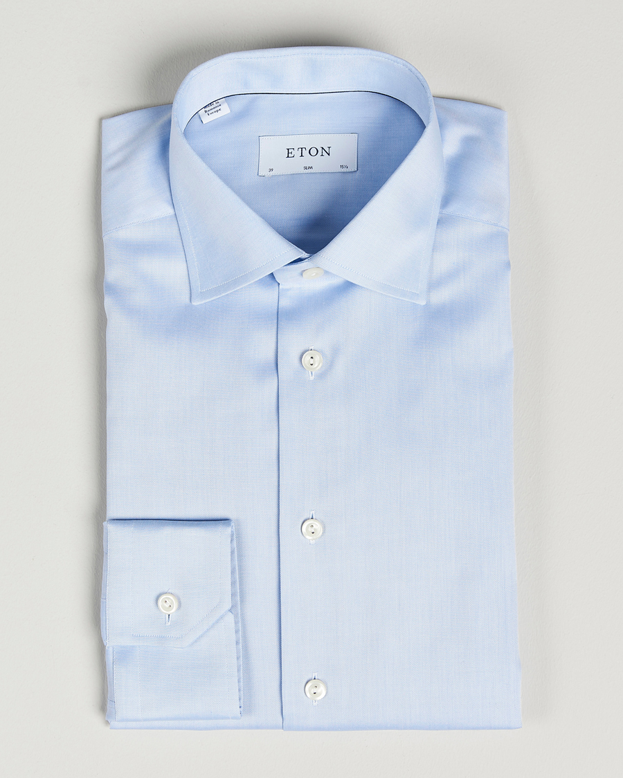Heren | Overhemden | Eton | Slim Fit Shirt Blue 42 - L
