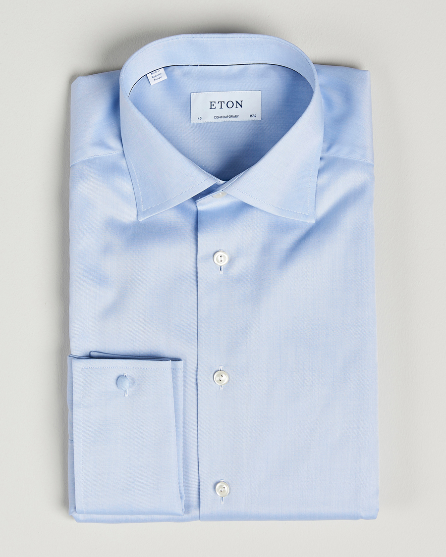 Heren |  | Eton | Contemporary Fit Shirt Double Cuff Blue