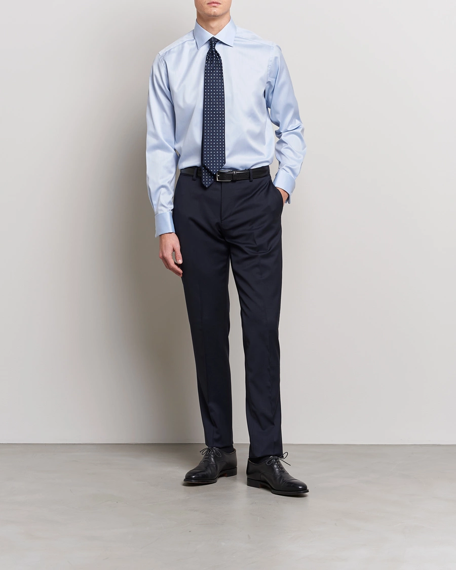 Heren | Overhemden | Eton | Contemporary Fit Shirt Double Cuff Blue