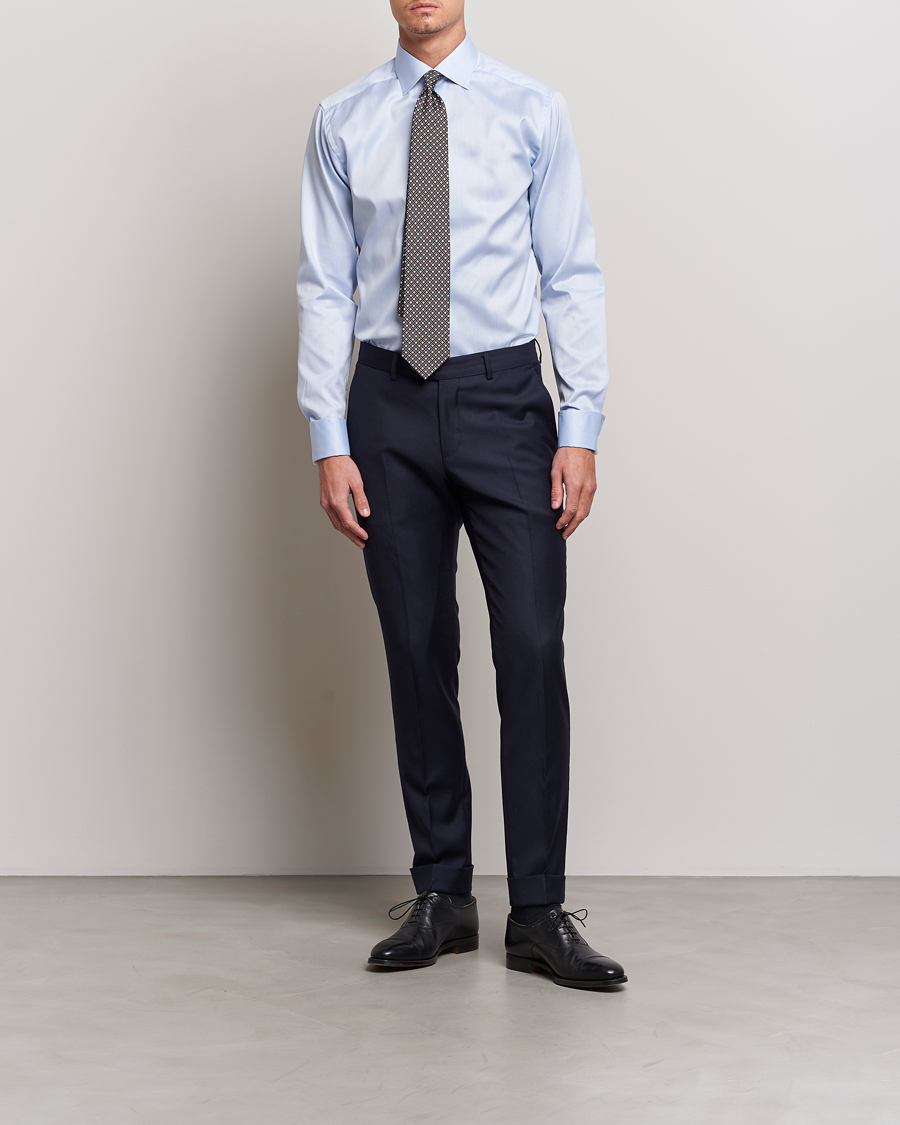 Heren | Zakelijke overhemden | Eton | Slim Fit Shirt Double Cuff Blue