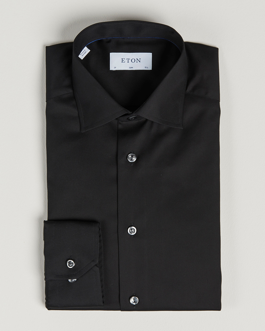 Heren | Zakelijke overhemden | Eton | Slim Fit Shirt Black