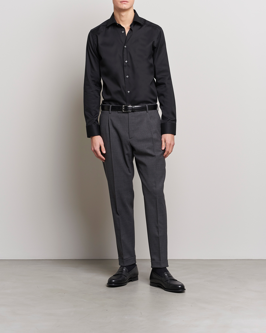 Heren | Overhemden | Eton | Slim Fit Shirt Black