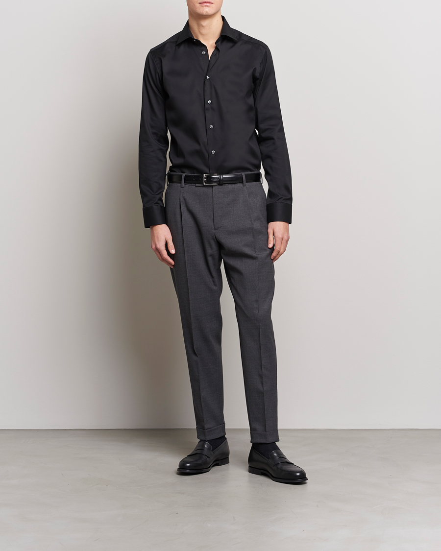 Heren | Zakelijke overhemden | Eton | Slim Fit Shirt Black