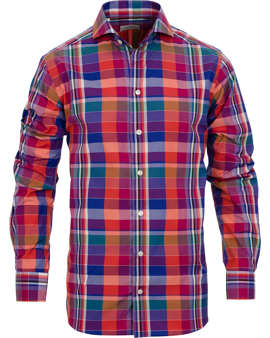 Heren | Overhemden | Eton | Slim Fit Shirt Red Ribbon Big Check Multi