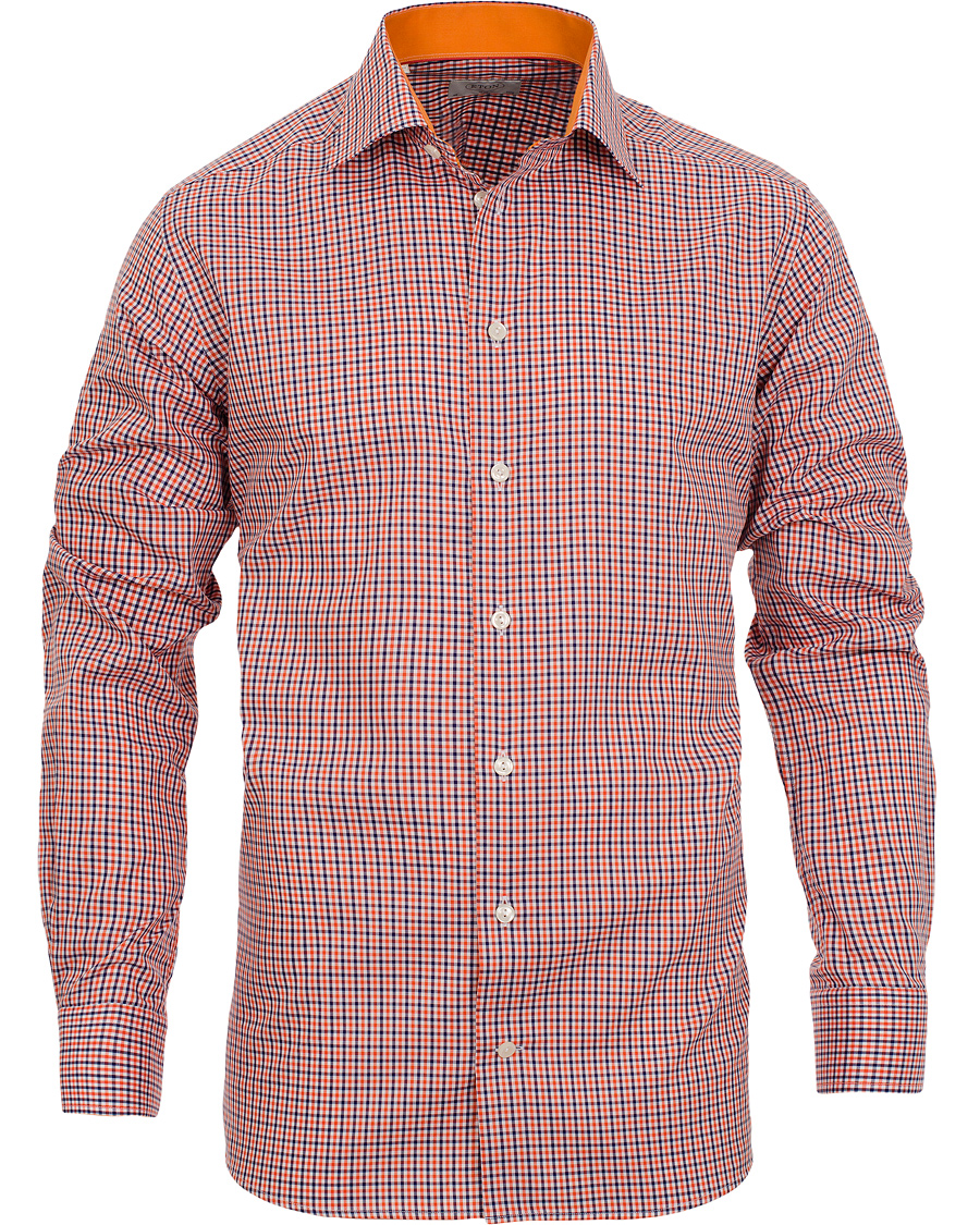 Heren | Overhemden | Eton | Slim Fit Shirt Red Ribbon Check Orange Multi