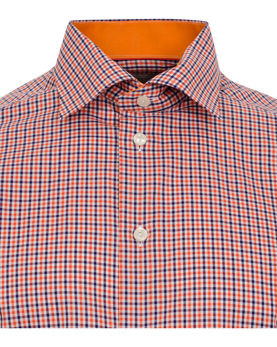 Heren | Overhemden | Eton | Slim Fit Shirt Red Ribbon Check Orange Multi