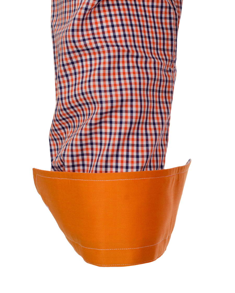 Heren | Overhemden | Eton | Slim Fit Shirt Red Ribbon Check Orange Multi