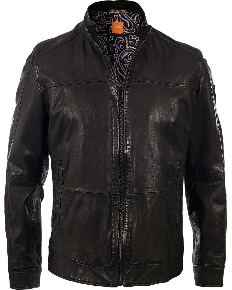 Heren | Jassen | BOSS ORANGE | BOSS Casual Jips 4 Leather Jacket Black