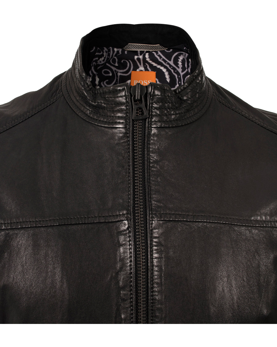 Heren | Jassen | BOSS ORANGE | BOSS Casual Jips 4 Leather Jacket Black