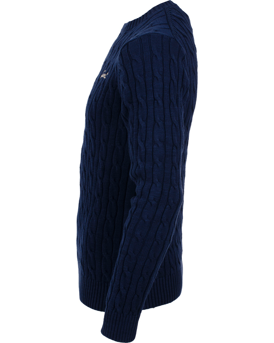 Heren | Truien | GANT | Natural Cable Cotton Crew Neck Dark Cobalt Blue