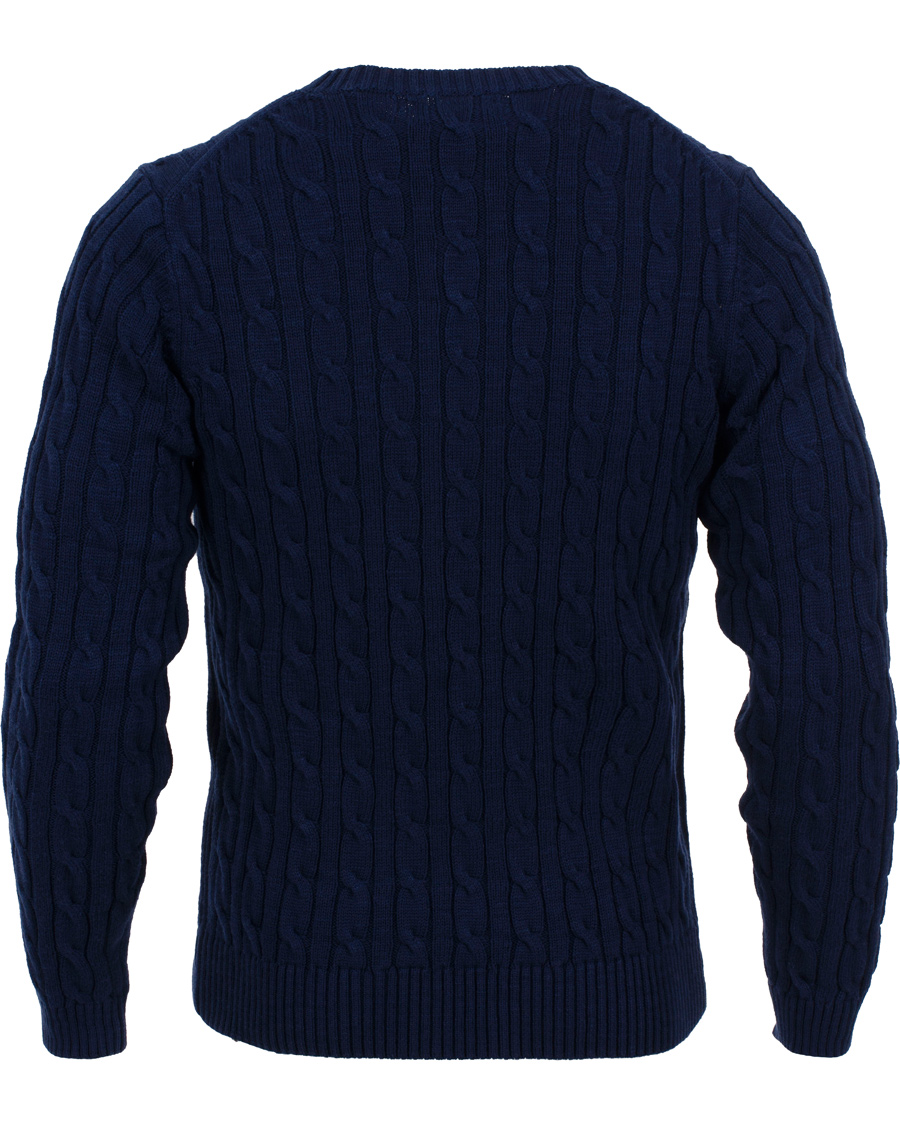 Heren | Truien | GANT | Natural Cable Cotton Crew Neck Dark Cobalt Blue