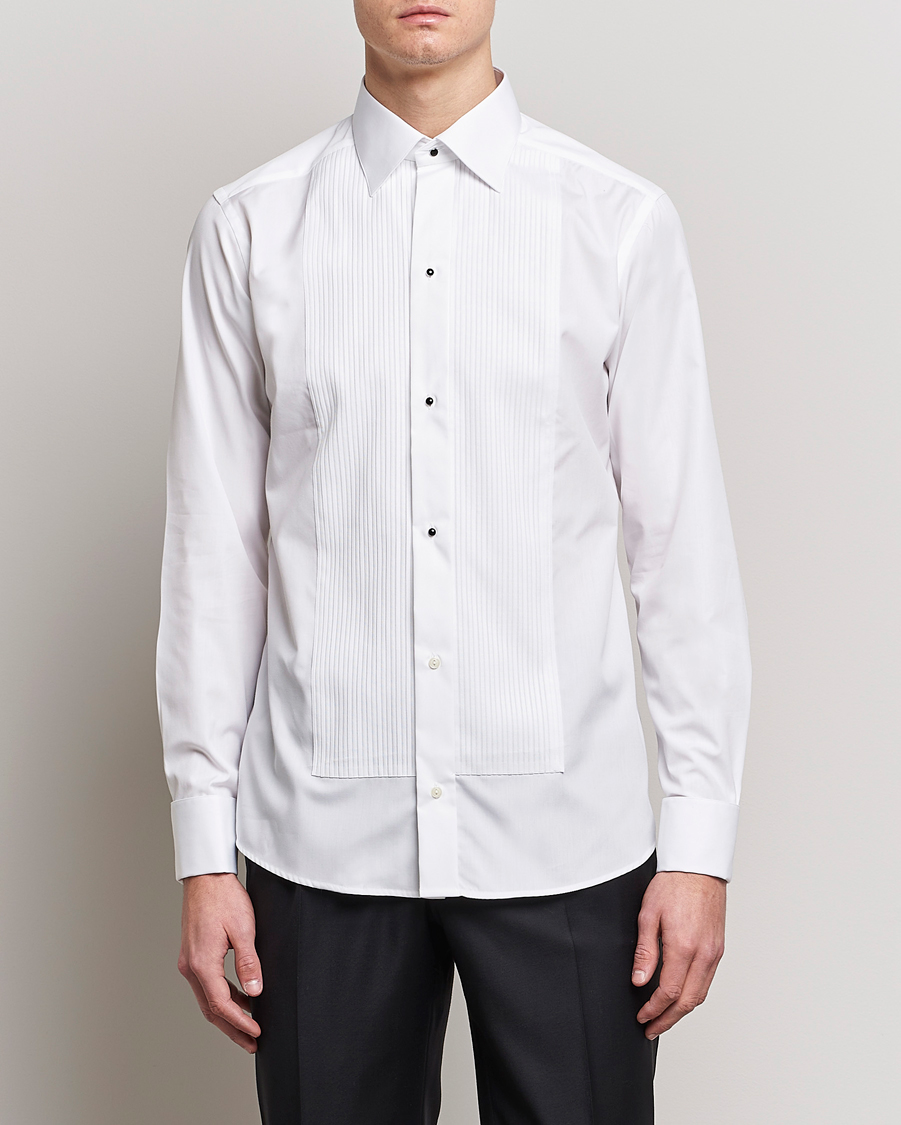 Heren | Overhemden | Eton | Slim Fit Tuxedo Shirt Black Ribbon White 38 - S