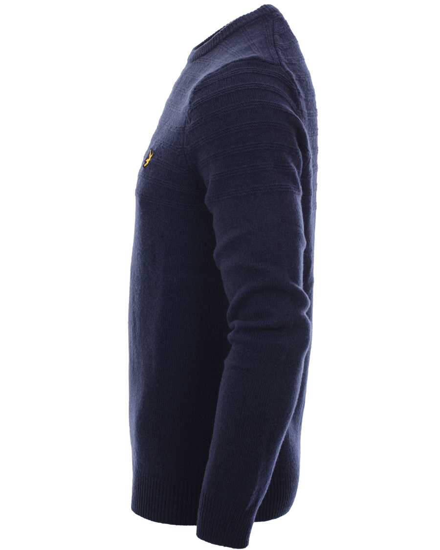 Heren | Truien | Lyle & Scott | Crew Neck Garter Stitch Interest Pullover New Navy