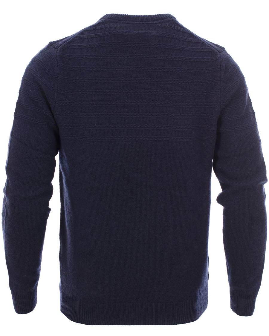 Heren | Truien | Lyle & Scott | Crew Neck Garter Stitch Interest Pullover New Navy