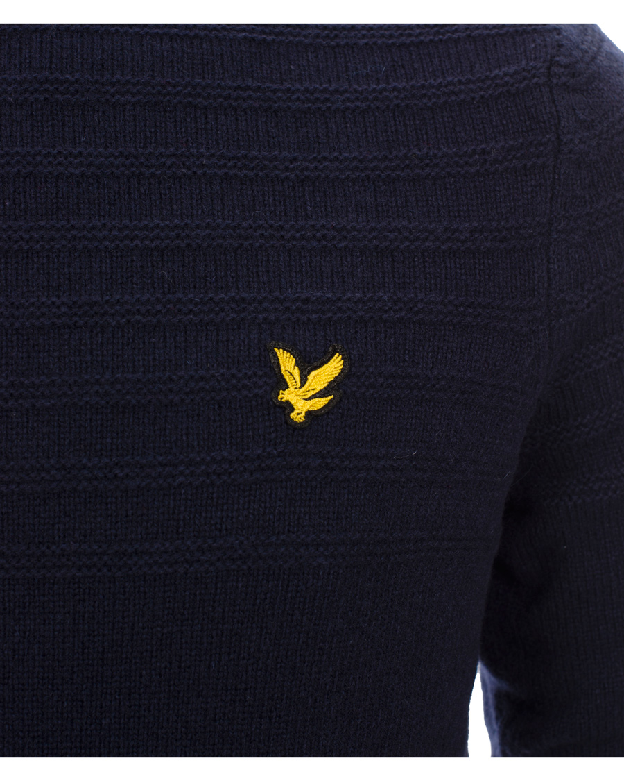 Heren | Truien | Lyle & Scott | Crew Neck Garter Stitch Interest Pullover New Navy