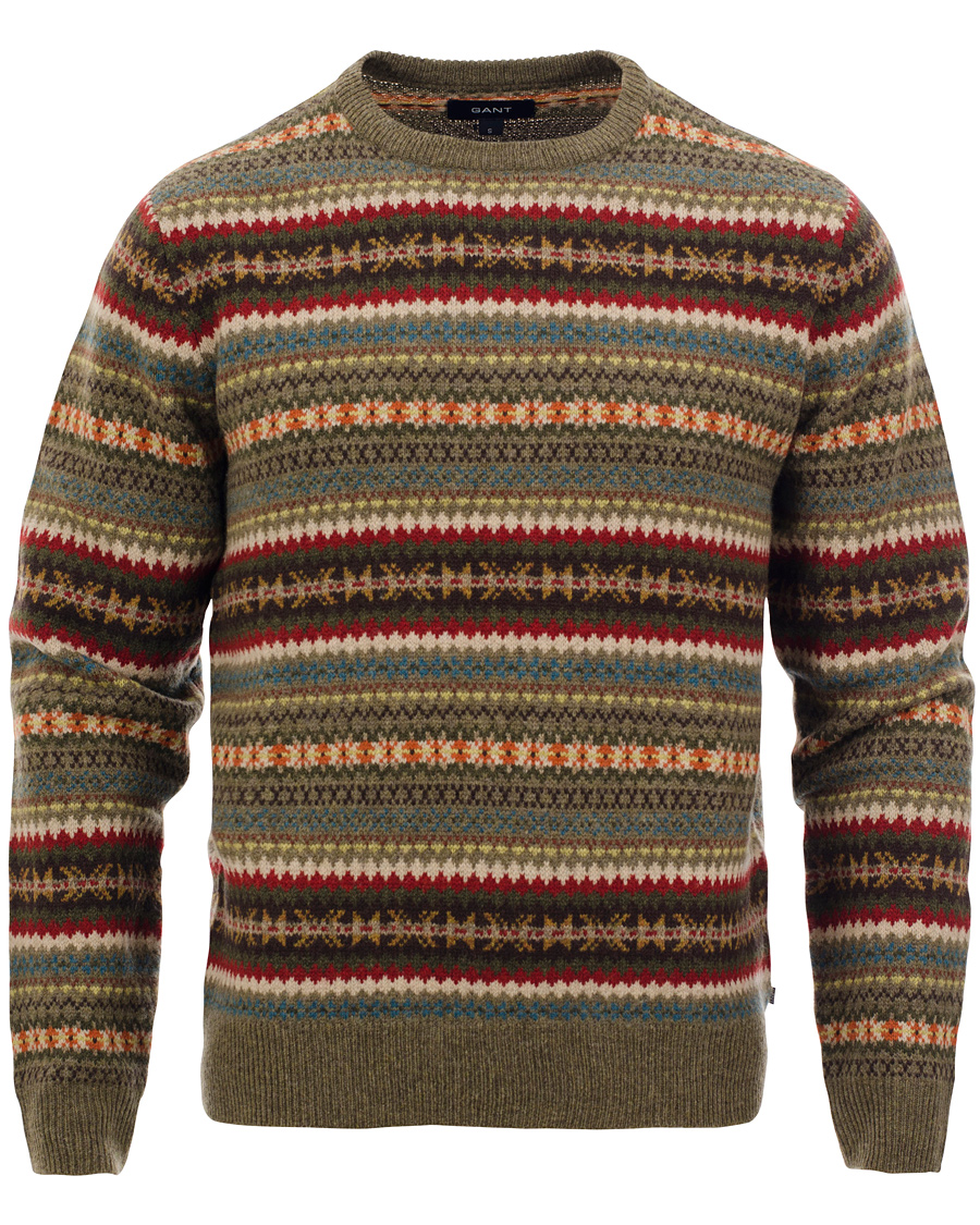 Heren | Truien | GANT | Lambswool Jaquard Crew Multicolor
