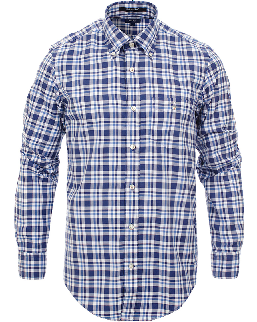 Heren | Overhemden | GANT | Classic Twill Check Regular Fit Shirt Bright Blue