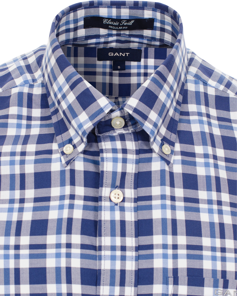 Heren | Overhemden | GANT | Classic Twill Check Regular Fit Shirt Bright Blue