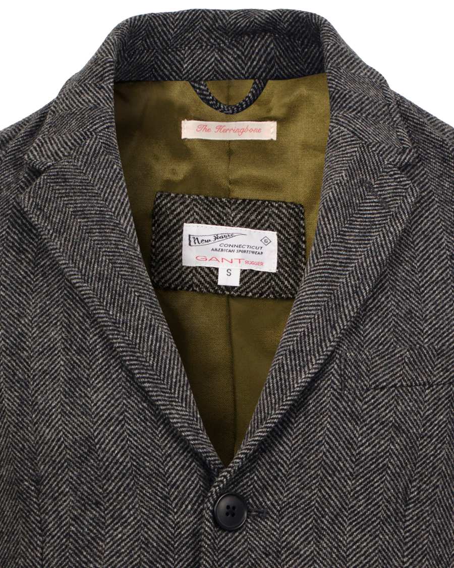 Heren | Jassen | GANT Rugger | The Herringbone Long Jacket Antracite Grey