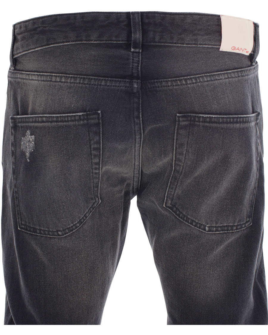 Heren | Jeans | GANT Rugger | Stick Boy Burned Selvedge Jeans Black Worn In