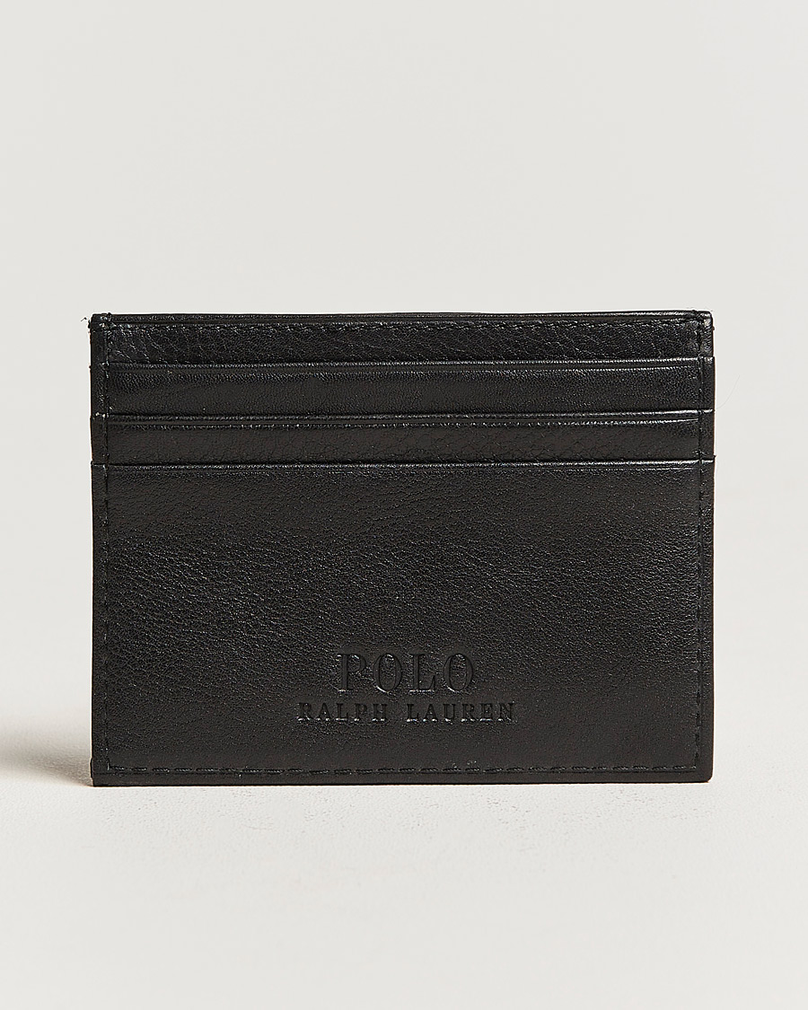 Heren | Polo Ralph Lauren Pebble Leather Slim Card Case Black | Polo Ralph Lauren | Pebble Leather Slim Card Case Black