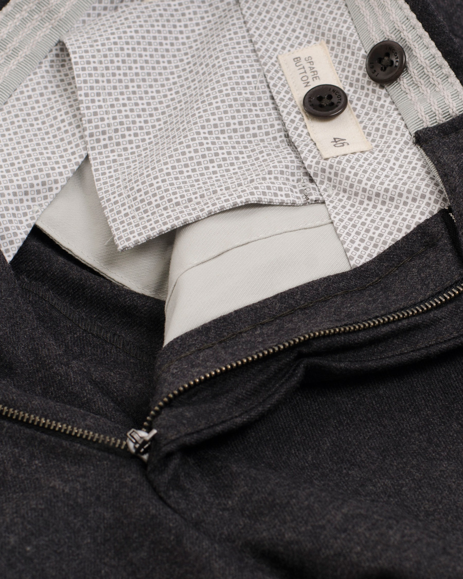Heren | Broeken | Incotex | Super 100's Flanell Trousers Dark Grey