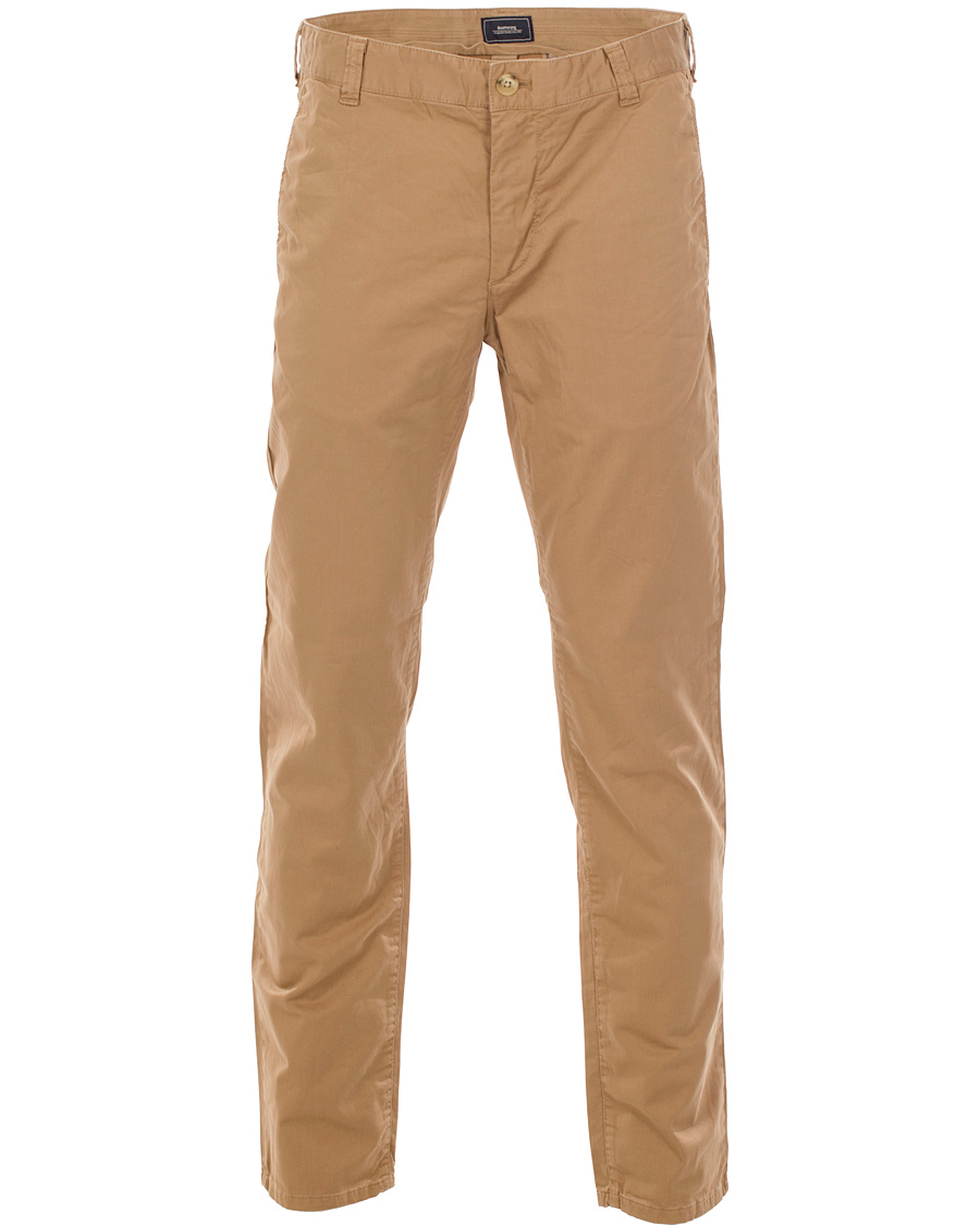 Heren | Broeken | Boomerang | Steve Satin Cotton Chinos Teak Brown