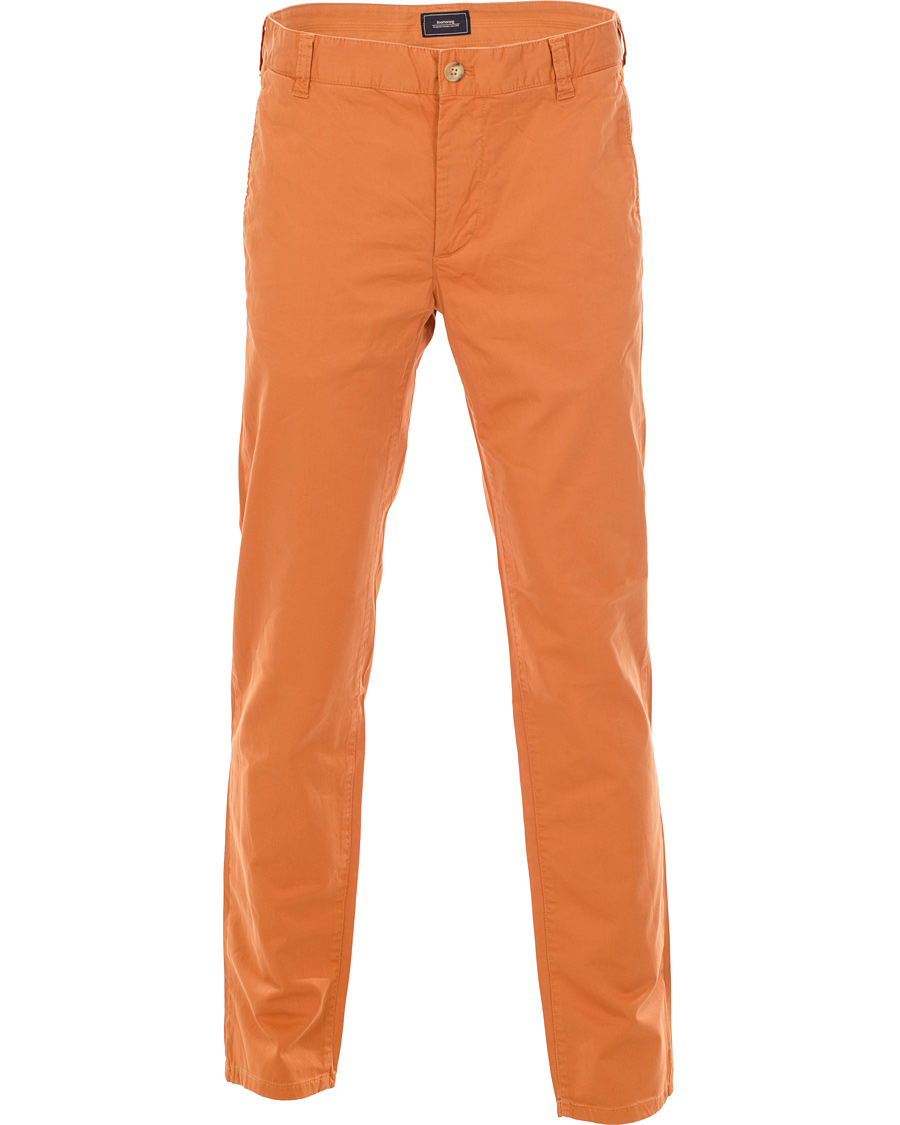 Heren | Broeken | Boomerang | Steve Satin Cotton Chinos Amber Orange