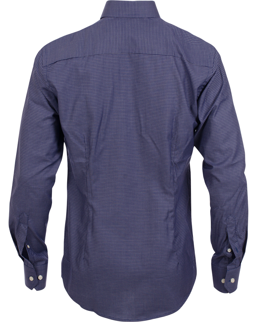 Heren | Overhemden | Eton | Slim Fit Shirt Red Ribbon Micro Check Dark Blue