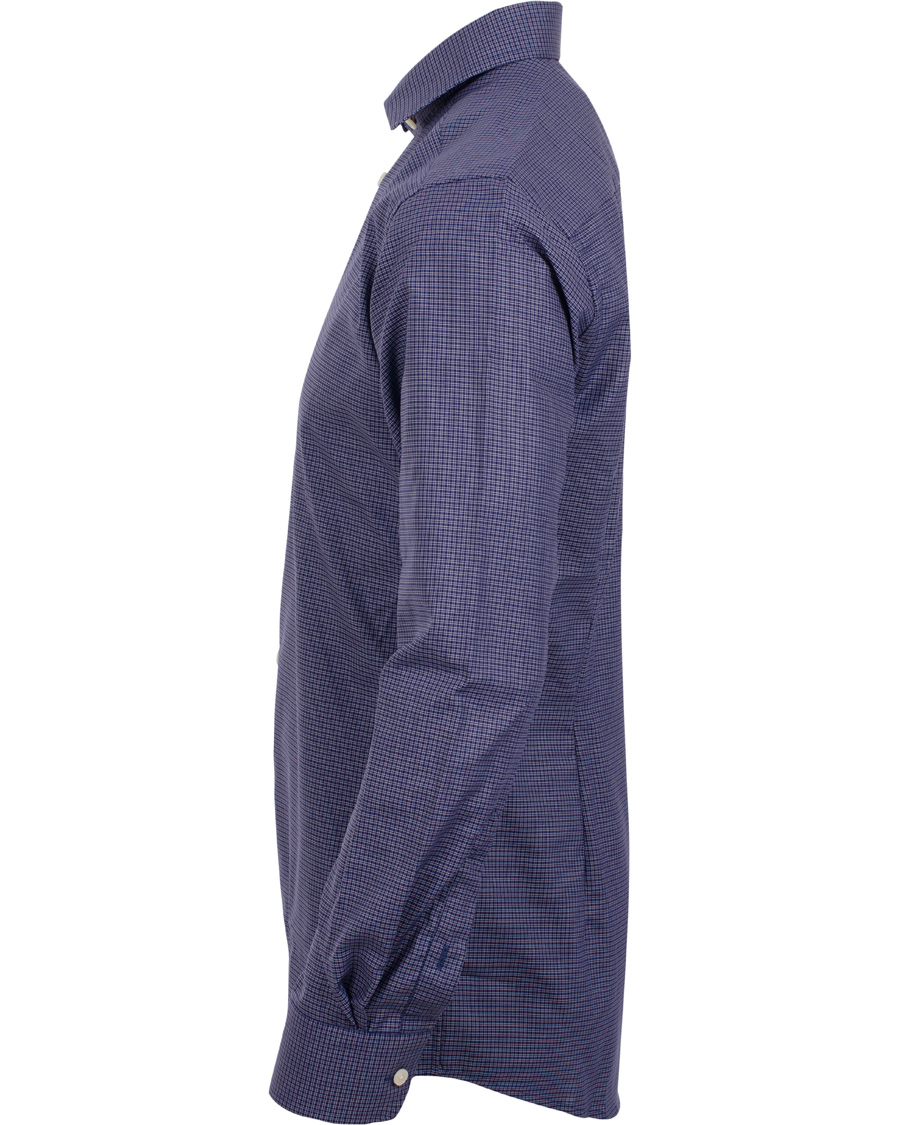 Heren | Overhemden | Eton | Slim Fit Shirt Red Ribbon Micro Check Dark Blue