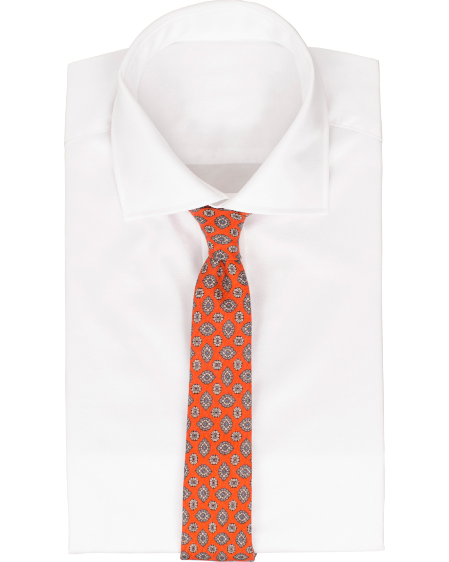 Heren | Eton Flower Tie 7 cm Mulit/Orange | Eton | Flower Tie 7 cm Mulit/Orange