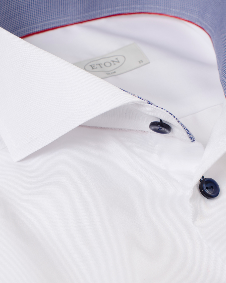 Heren | Overhemden | Eton | Slim Fit Holiday Shirt Red Ribbon White