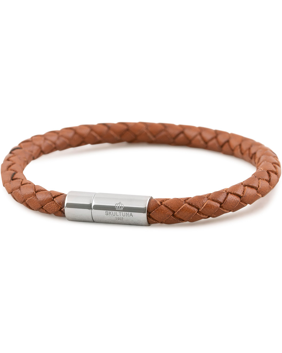 Heren | Skultuna One Row Leather Bracelet Brown Steel | Skultuna | One Row Leather Bracelet Brown Steel