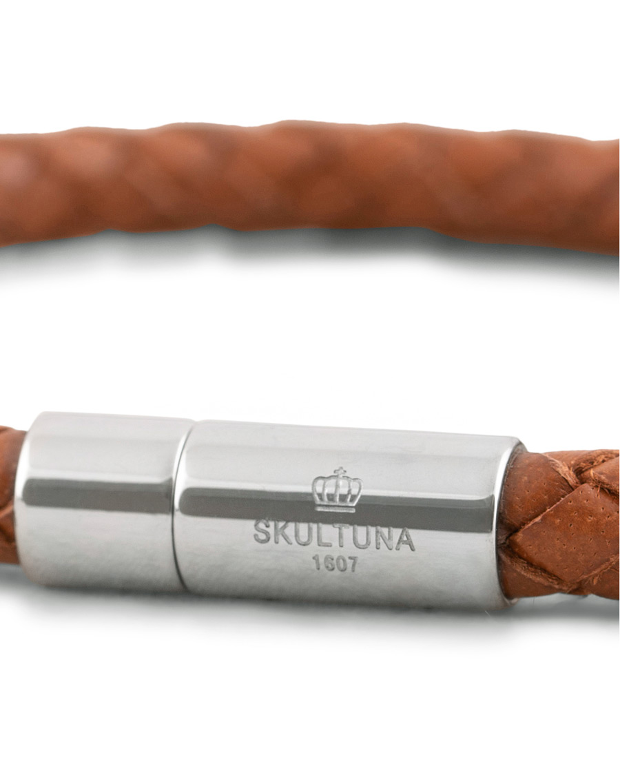 Heren | Skultuna One Row Leather Bracelet Brown Steel | Skultuna | One Row Leather Bracelet Brown Steel