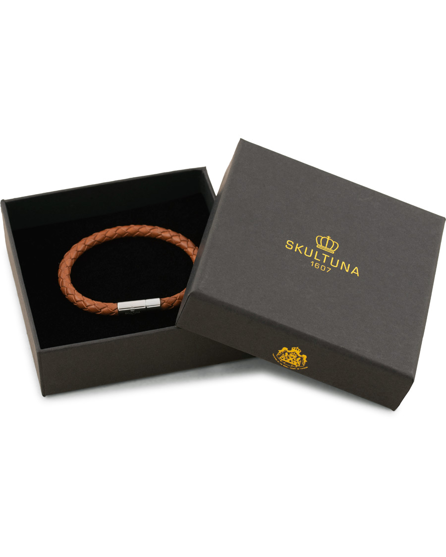 Heren | Skultuna One Row Leather Bracelet Brown Steel | Skultuna | One Row Leather Bracelet Brown Steel