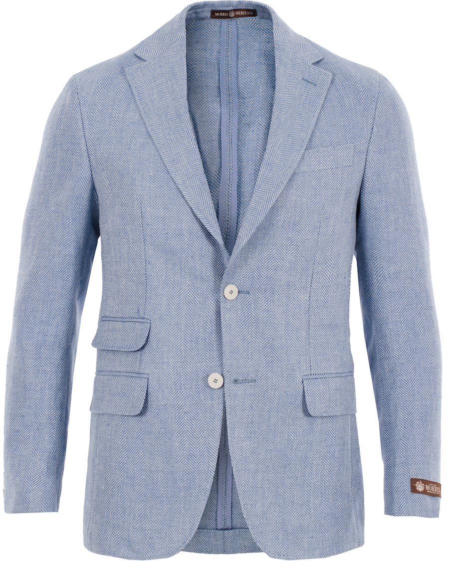 Heren | Blazers | Morris Heritage | Keith Herringbone Blazer Light Blue