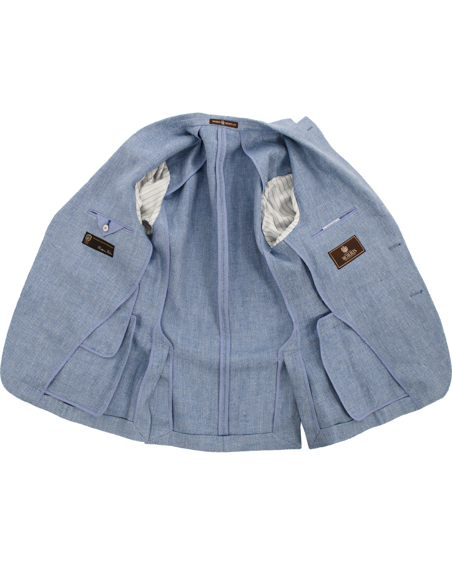 Heren | Blazers | Morris Heritage | Keith Herringbone Blazer Light Blue