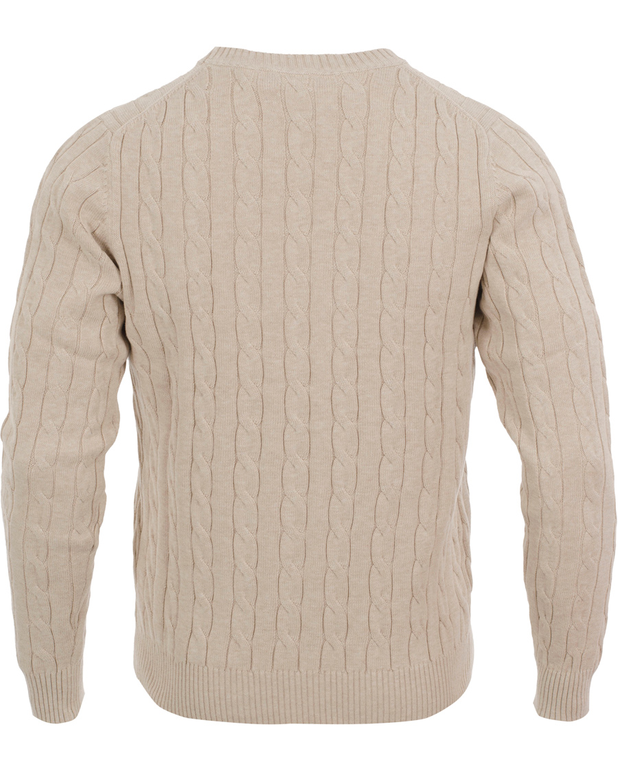 Heren | Truien | GANT | Cotton Cable Crew Pullover Light Sand Melange