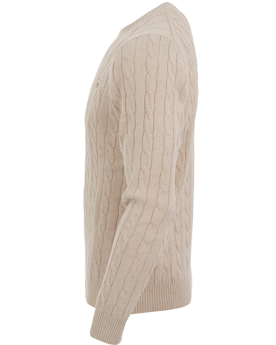 Heren | Truien | GANT | Cotton Cable Crew Pullover Light Sand Melange