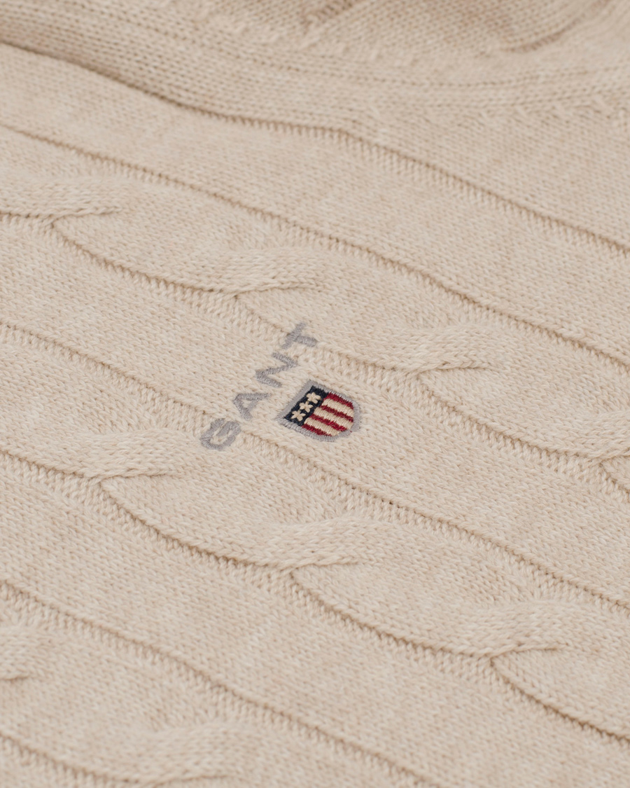 Heren | Truien | GANT | Cotton Cable Crew Pullover Light Sand Melange