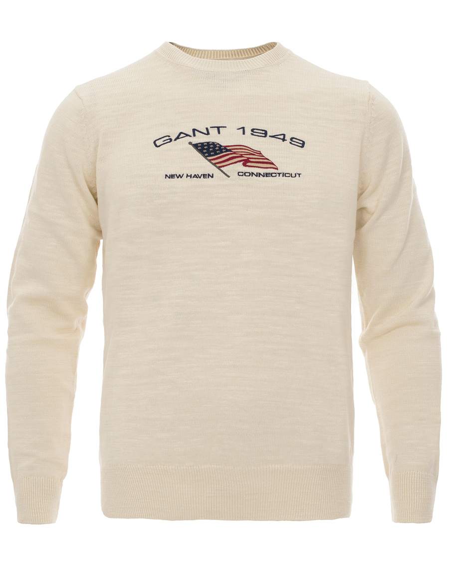 Heren | Truien | GANT | Natural Cotton Retro Flag Crew Ivory