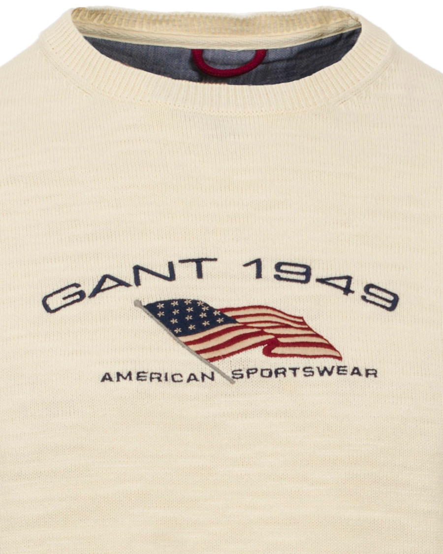 Heren | Truien | GANT | Natural Cotton Retro Flag Crew Ivory