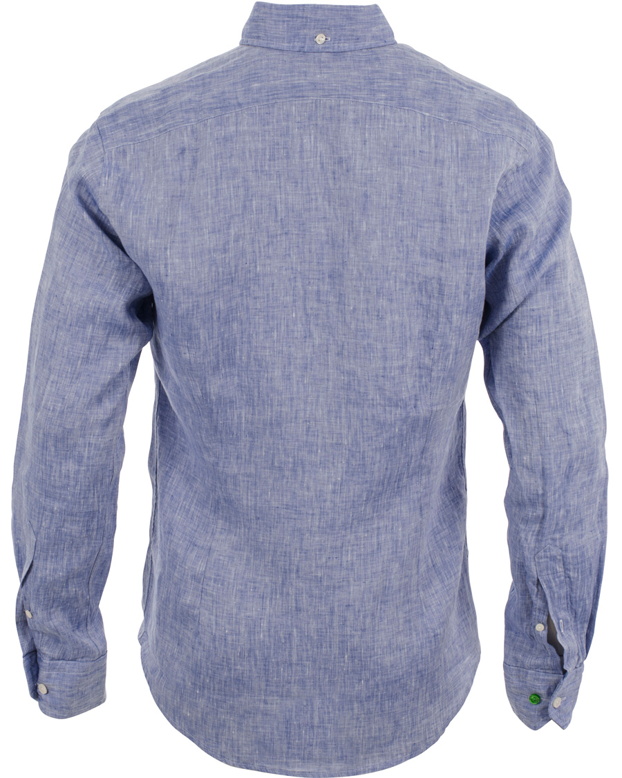Heren | Overhemden | Eton | Slim Fit Shirt Green Ribbon Linen Blue