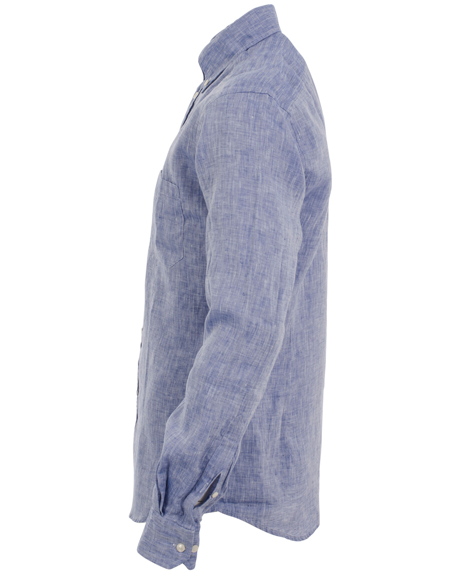 Heren | Overhemden | Eton | Slim Fit Shirt Green Ribbon Linen Blue